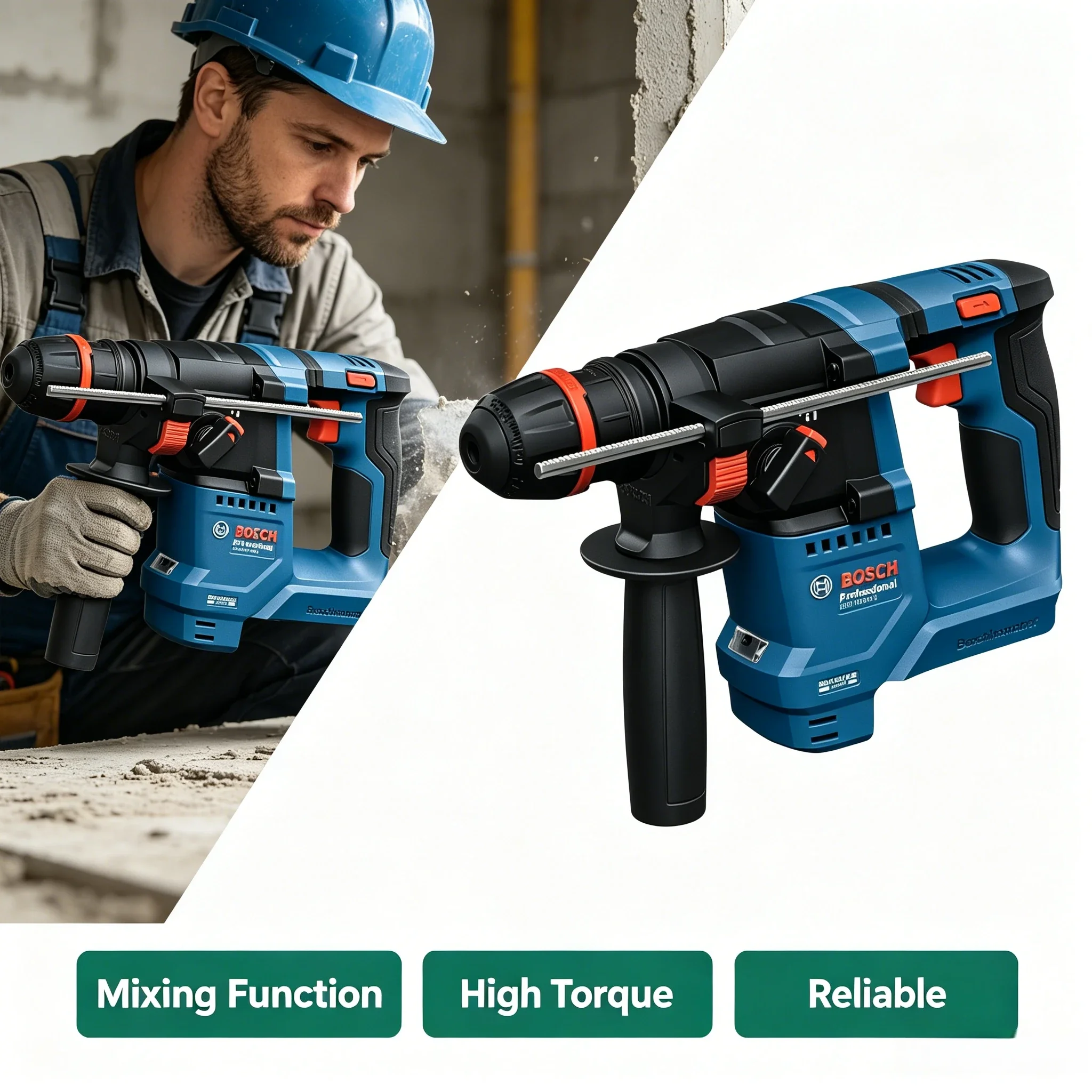 Power Tools Professional - BOSCH GBH 18V-18X 18V draadloze boorhamer